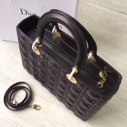 Dior Large Lady Dior Bag In Black Lambskin CDBS2382