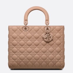 Dior Large Lady Dior Bag In Blush Ultramatte Calfskin CDBS2386