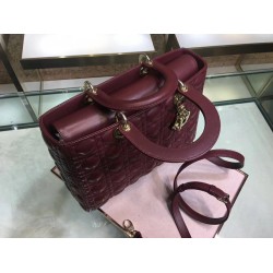 Dior Large Lady Dior Bag In Bordeaux Cannage Lambskin CDBS2387