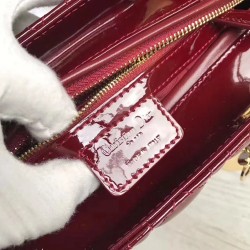 Dior Large Lady Dior Bag In Bordeaux Patent Leather CDBS2388