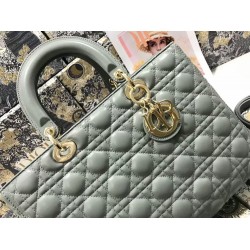 Dior Large Lady Dior Bag In Grey Cannage Lambskin CDBS2391