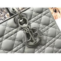 Dior Large Lady Dior Bag In Grey Ultramatte Calfskin CDBS2392