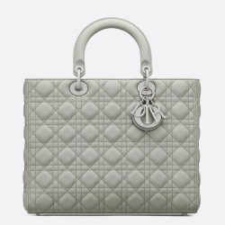 Dior Large Lady Dior Bag In Grey Ultramatte Calfskin CDBS2392