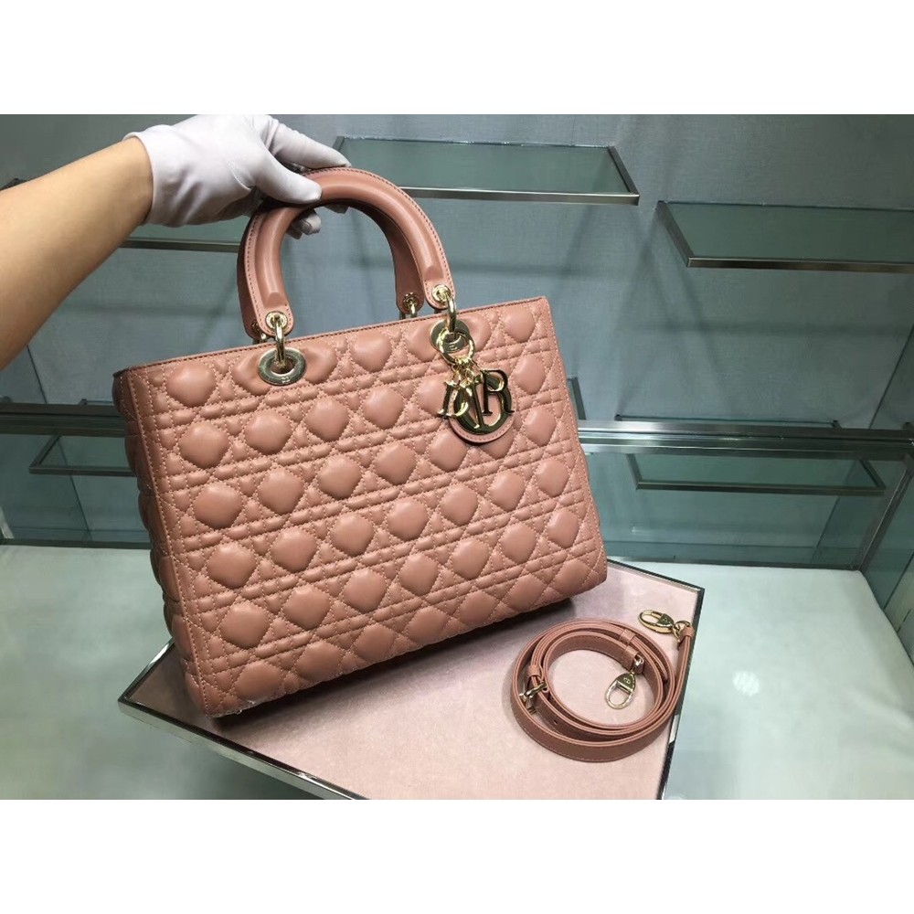 Dior Large Lady Dior Bag In Powder Cannage Lambskin CDBS2393