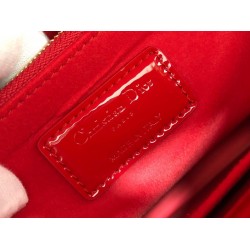 Dior Large Lady Dior Bag In Red Patent Cannage Calfskin CDBS2395