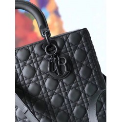 Dior Large Lady Dior Ultra-Matte So Black Bag CDBS2397