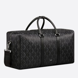 Dior Lingot 50 Duffle Bag In Black CD Diamond Canvas CDBS2400