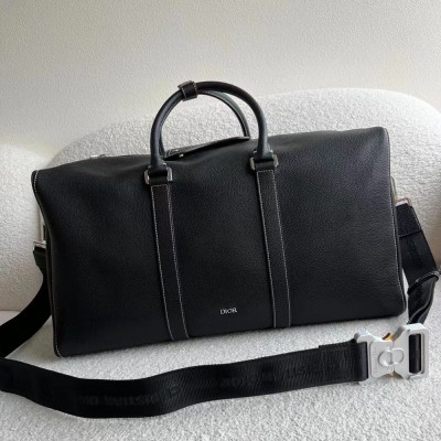 Dior Lingot 50 Duffle Bag In Black Grained Calfskin CDBS2401