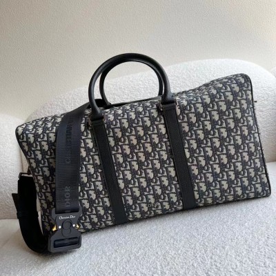 Dior Lingot 50 Duffle Bag In Black Oblique Jacquard CDBS2402