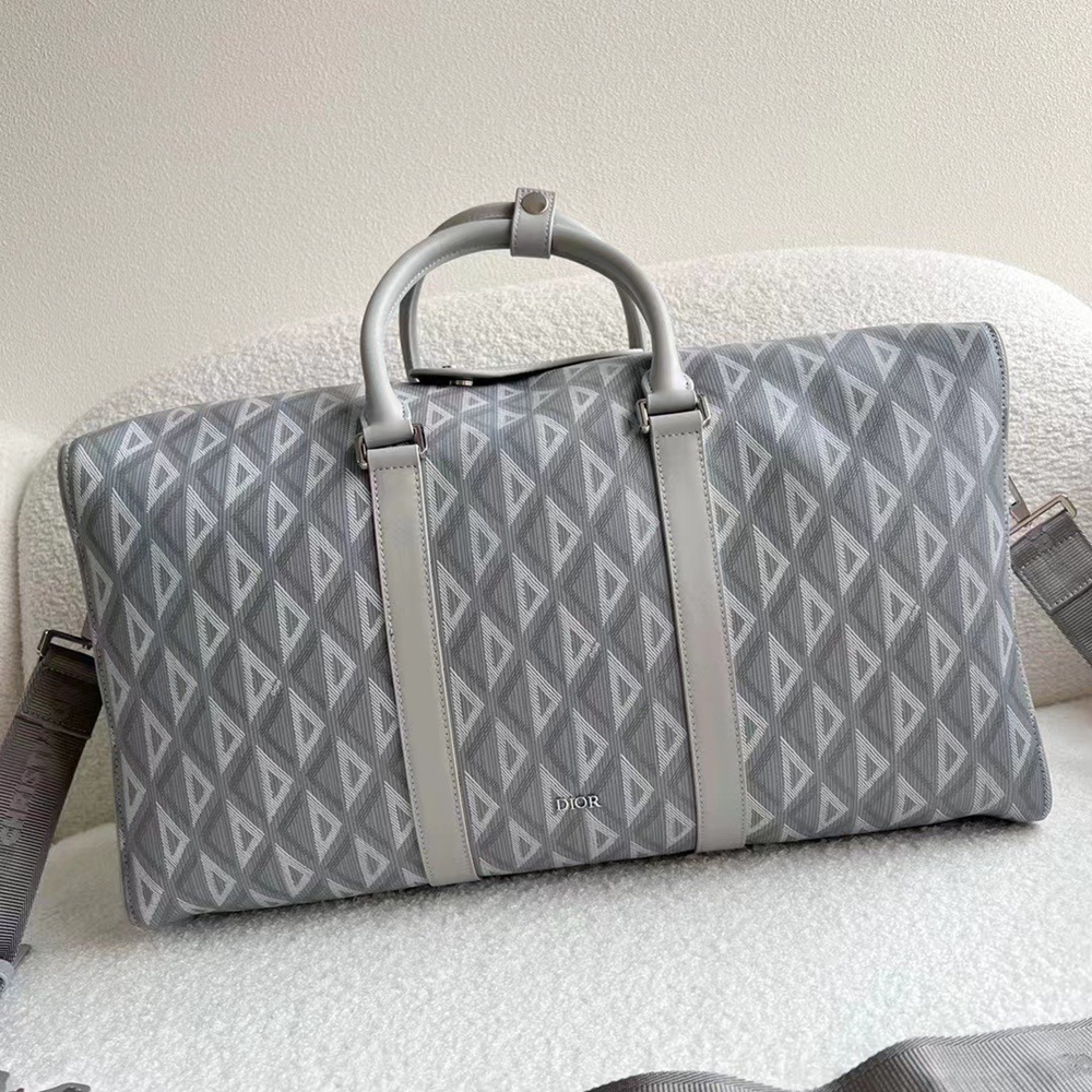 Dior Lingot 50 Duffle Bag In Gray CD Diamond Canvas CDBS2403