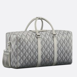 Dior Lingot 50 Duffle Bag In Gray CD Diamond Canvas CDBS2403