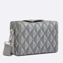 Dior Lingot Messenger Bag In Gray CD Diamond Canvas CDBS2407