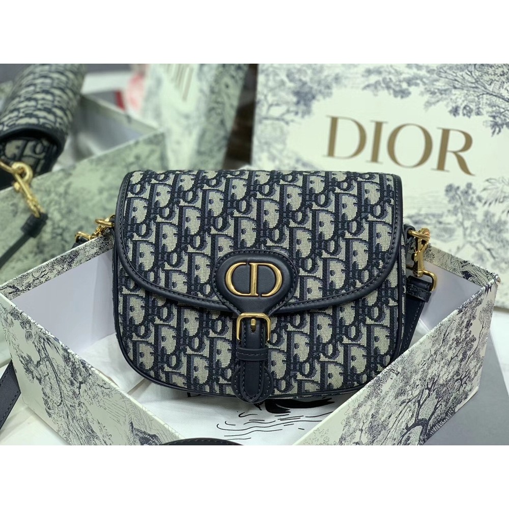 Dior Medium Bobby Bag In Blue Dior Oblique Canvas CDBS2412