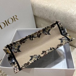 Dior Medium Book Tote Bag In Beige Jardin d'Hiver Embroidery CDBS2422