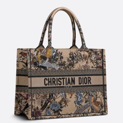 Dior Medium Book Tote Bag In Beige Jardin d'Hiver Embroidery CDBS2422