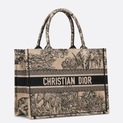 Dior Medium Book Tote Bag In Beige Toile de Jouy Voyage Embroidery CDBS2424