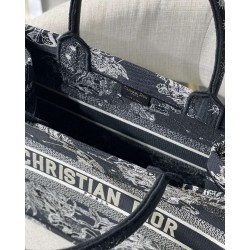 Dior Medium Book Tote Bag In Black Toile de Jouy Zodiac Embroidery CDBS2429