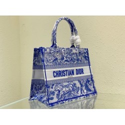 Dior Medium Book Tote Bag In Blue Transparent Toile de Jouy Canvas CDBS2434