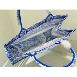 Dior Medium Book Tote Bag In Blue Transparent Toile de Jouy Canvas CDBS2434