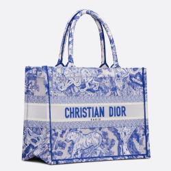 Dior Medium Book Tote Bag In Blue Transparent Toile de Jouy Canvas CDBS2434