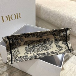 Dior Medium Book Tote Bag In Brown Toile de Jouy Embroidery CDBS2435