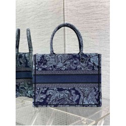 Dior Medium Book Tote Bag In Denim Blue Toile de Jouy Embroidery CDBS2437