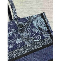 Dior Medium Book Tote Bag In Denim Blue Toile de Jouy Embroidery CDBS2437