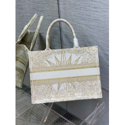 Dior Medium Book Tote Bag In Gold Reve d'Infini Embroidery CDBS2444