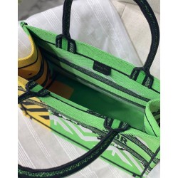 Dior Medium Book Tote Bag In Green D-Jungle Pop Embroidery CDBS2445