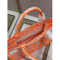 Dior Medium Book Tote Bag In Orange Transparent Toile de Jouy Canvas CDBS2449