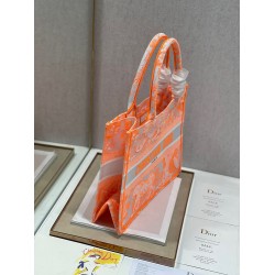 Dior Medium Book Tote Bag In Orange Transparent Toile de Jouy Canvas CDBS2449