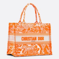 Dior Medium Book Tote Bag In Orange Transparent Toile de Jouy Canvas CDBS2449