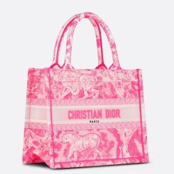 Dior Medium Book Tote Bag In Pink Transparent Toile de Jouy Canvas CDBS2451