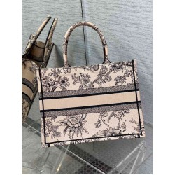 Dior Medium Book Tote Bag In Powder Pink Jardin Botanique Embroidery CDBS2452