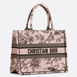 Dior Medium Book Tote Bag In Powder Pink Jardin Botanique Embroidery CDBS2452