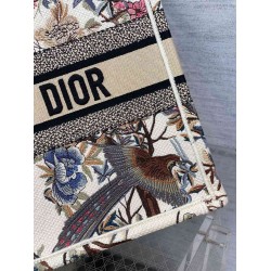 Dior Medium Book Tote Bag In White Jardin d'Hiver Embroidery CDBS2457