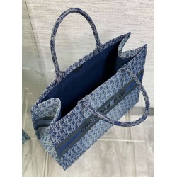 Dior Medium Book Tote Bag in Blue Denim Oblique Jacquard CDBS2431