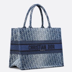 Dior Medium Book Tote Bag in Blue Denim Oblique Jacquard CDBS2431