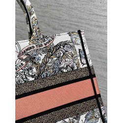 Dior Medium Book Tote Bag in Butterfly Around The World Embroidery CDBS2436