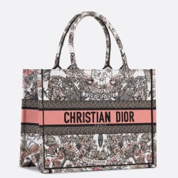 Dior Medium Book Tote Bag in Butterfly Around The World Embroidery CDBS2436