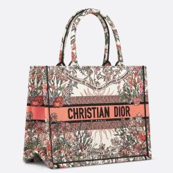 Dior Medium Book Tote Bag in Dior 4 Saisons Printemps Soleil Embroidery CDBS2440