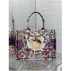 Dior Medium Book Tote Bag in Dior 4 Saisons ete Soleil Embroidery CDBS2438