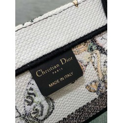 Dior Medium Book Tote Bag in White Toile de Jouy Mexico Embroidery CDBS2461