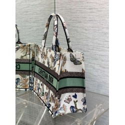 Dior Medium Book Tote Bag in White Toile de Jouy Mexico Embroidery CDBS2461