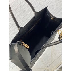 Dior Medium Book Tote Bag With Strap in Black Macrocannage Calfskin CDBS2467