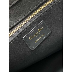 Dior Medium Book Tote Bag With Strap in Black Macrocannage Calfskin CDBS2467