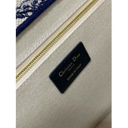 Dior Medium Book Tote Bag With Strap in Blue Toile de Jouy Sauvage Embroidery CDBS2469