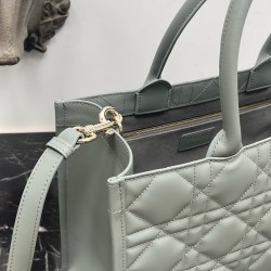 Dior Medium Book Tote Bag With Strap in Grey Macrocannage Calfskin CDBS2470