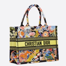 Dior Medium Book Tote In Black Zodiac Fantastico Embroidery CDBS2477