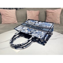 Dior Medium Book Tote In Blue Zodiac Fantastico Embroidery CDBS2478